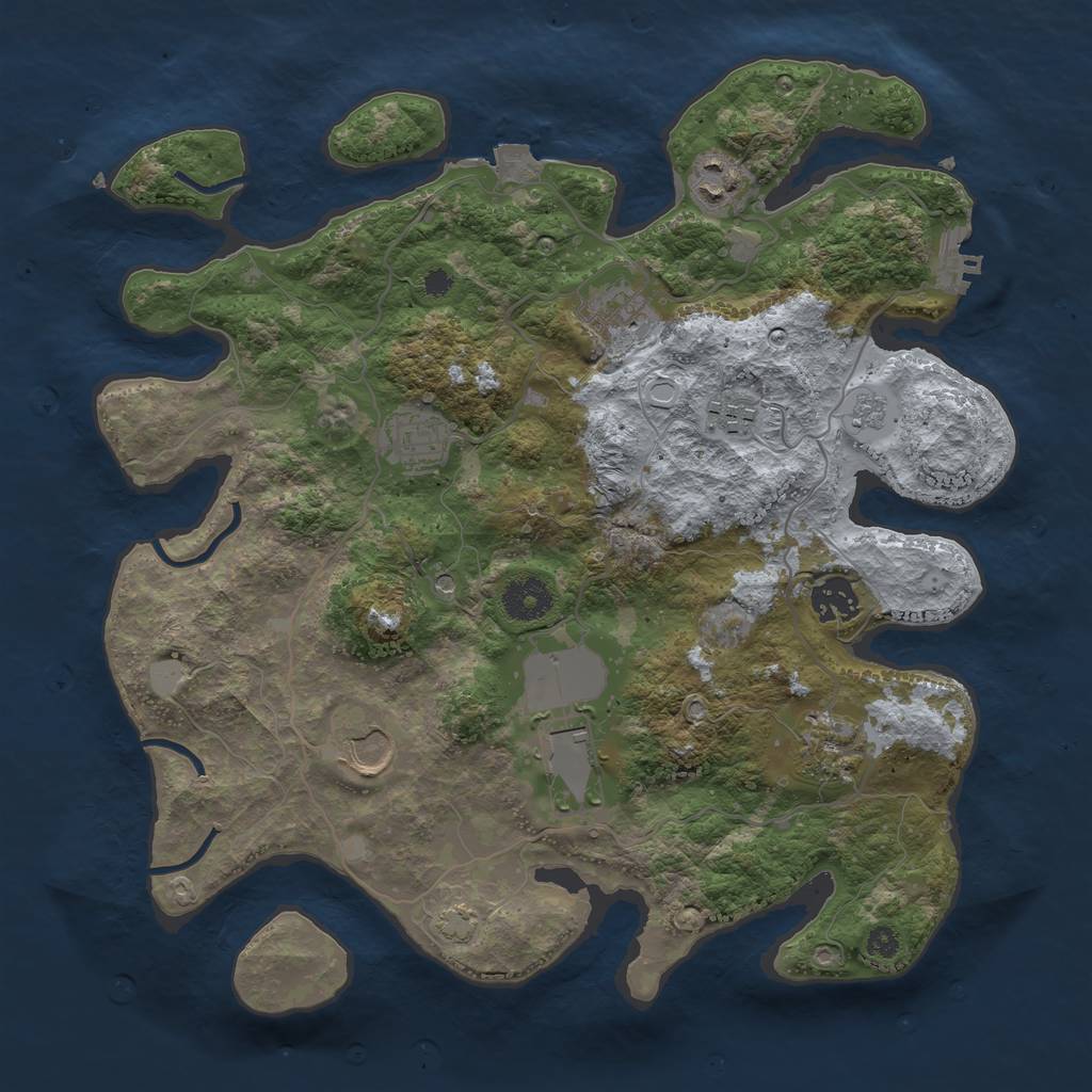 Rust Map: Procedural Map, Size: 3500, Seed: 653765675, 15 Monuments