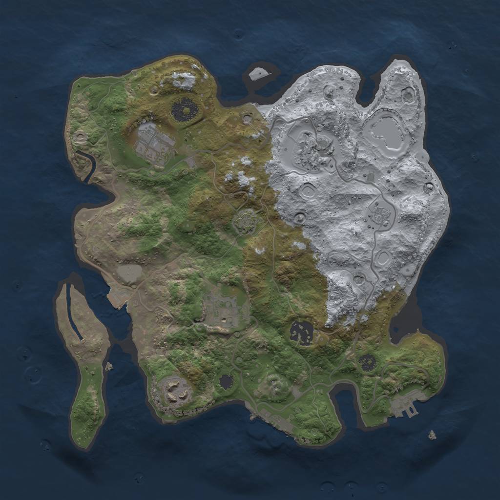 Rust Map: Procedural Map, Size: 3000, Seed: 976280759, 13 Monuments
