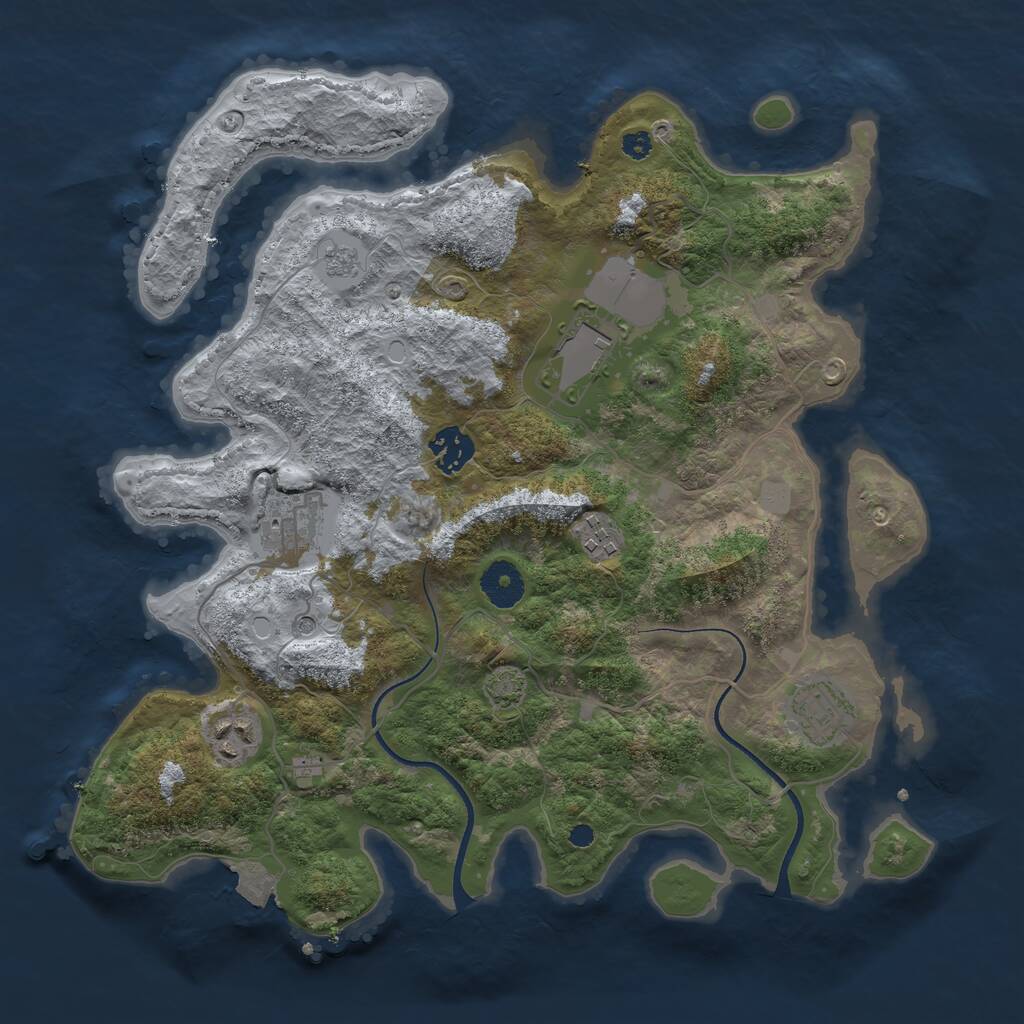 Rust Map: Procedural Map, Size: 3500, Seed: 63247583, 10 Monuments