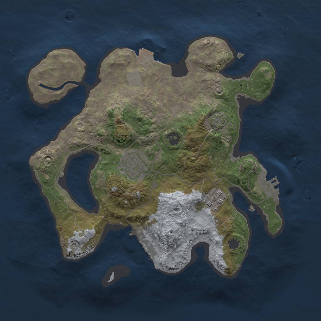 Rust Map: Procedural Map, Size: 2500, Seed: 571052547, 8 Monuments