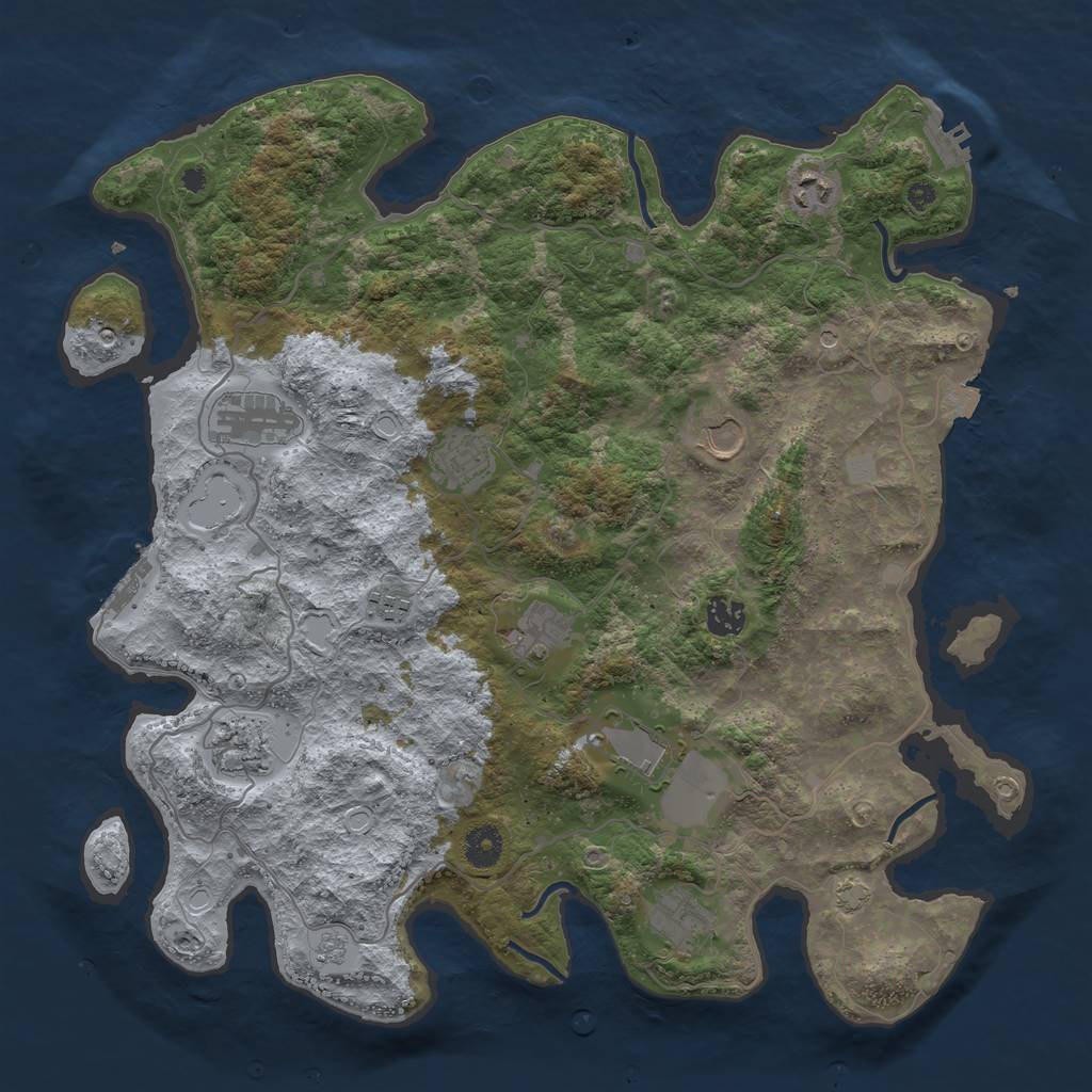 Rust Map: Procedural Map, Size: 4000, Seed: 922980525, 18 Monuments