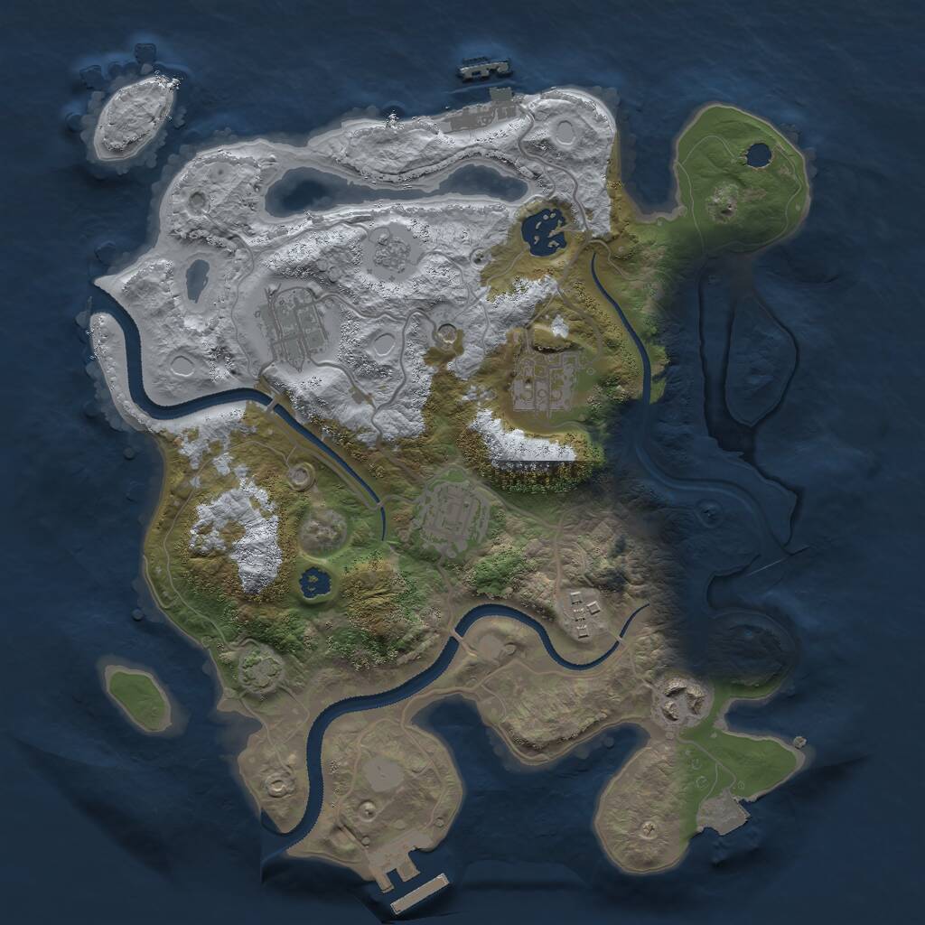 Rust Map: Procedural Map, Size: 3000, Seed: 18273, 12 Monuments
