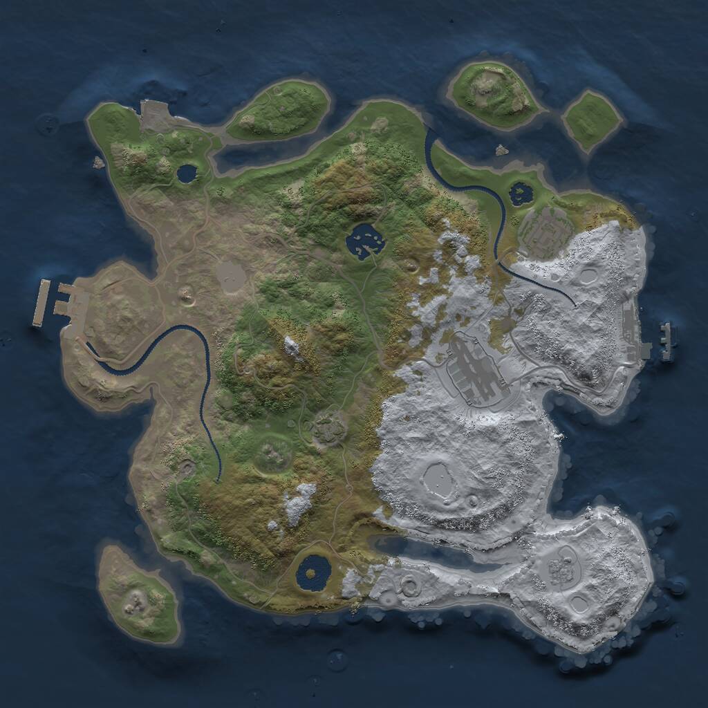 Rust Map: Procedural Map, Size: 3000, Seed: 544832288, 8 Monuments