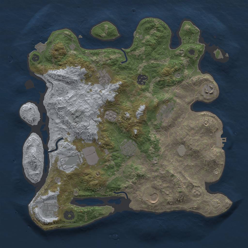 Rust Map: Procedural Map, Size: 3500, Seed: 1402133579, 16 Monuments