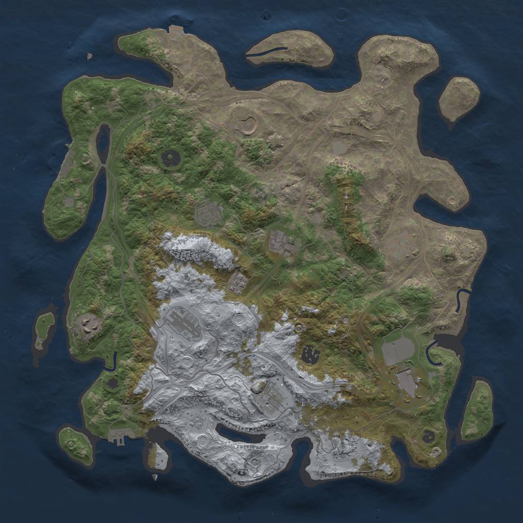 Rust Map: Procedural Map, Size: 4250, Seed: 101008749, 19 Monuments