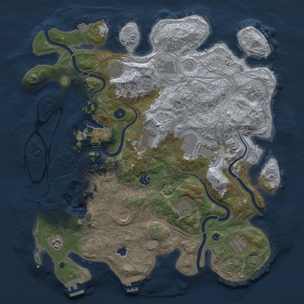 Rust Map: Procedural Map, Size: 4250, Seed: 218343526, 17 Monuments