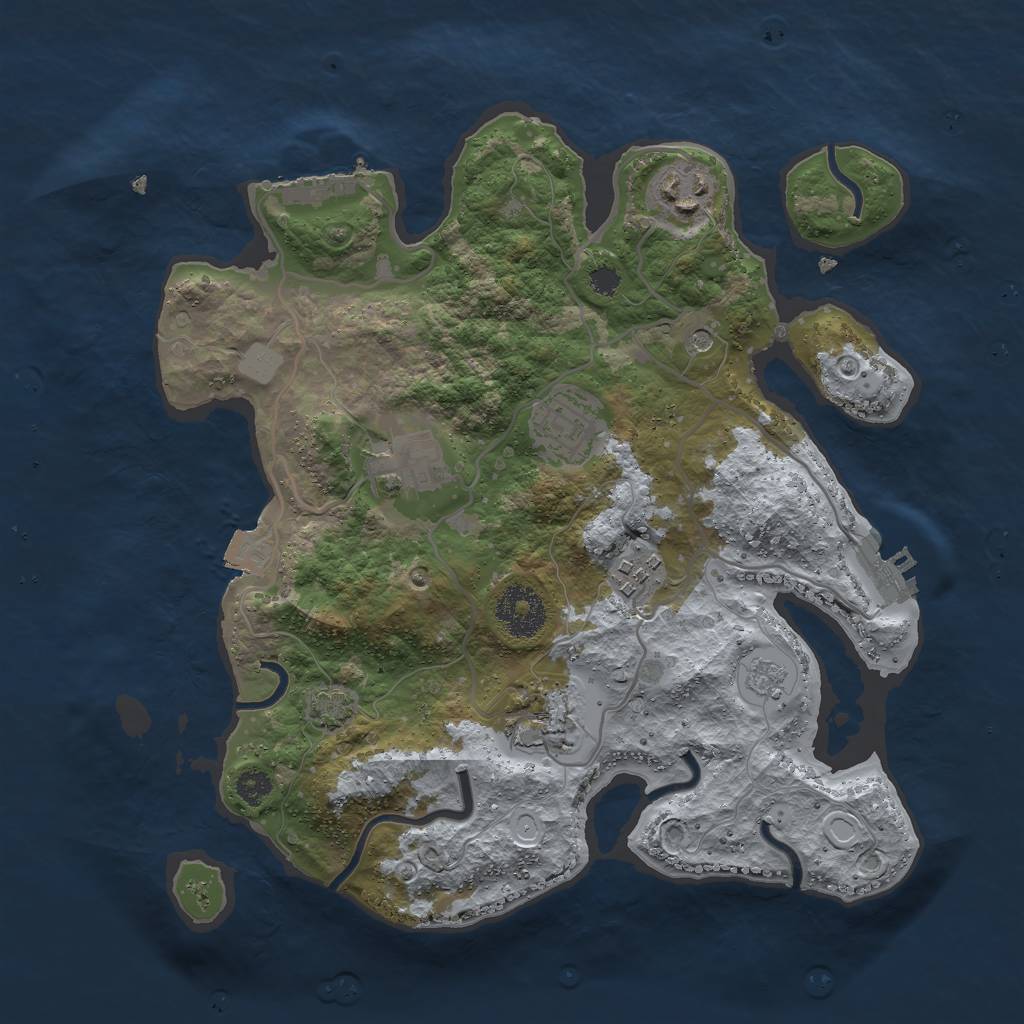 Rust Map: Procedural Map, Size: 3000, Seed: 740637175, 13 Monuments