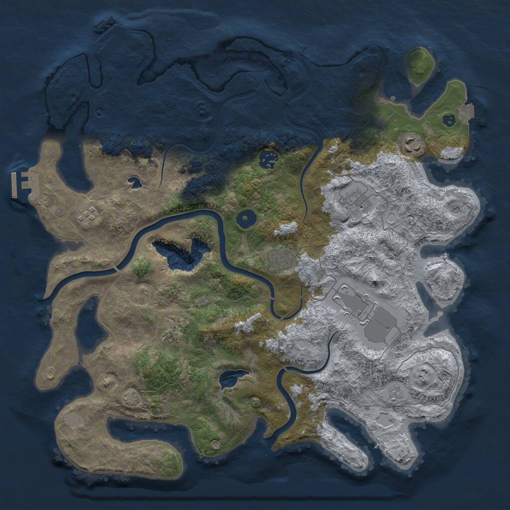 Rust Map: Procedural Map, Size: 4000, Seed: 1044618040, 13 Monuments