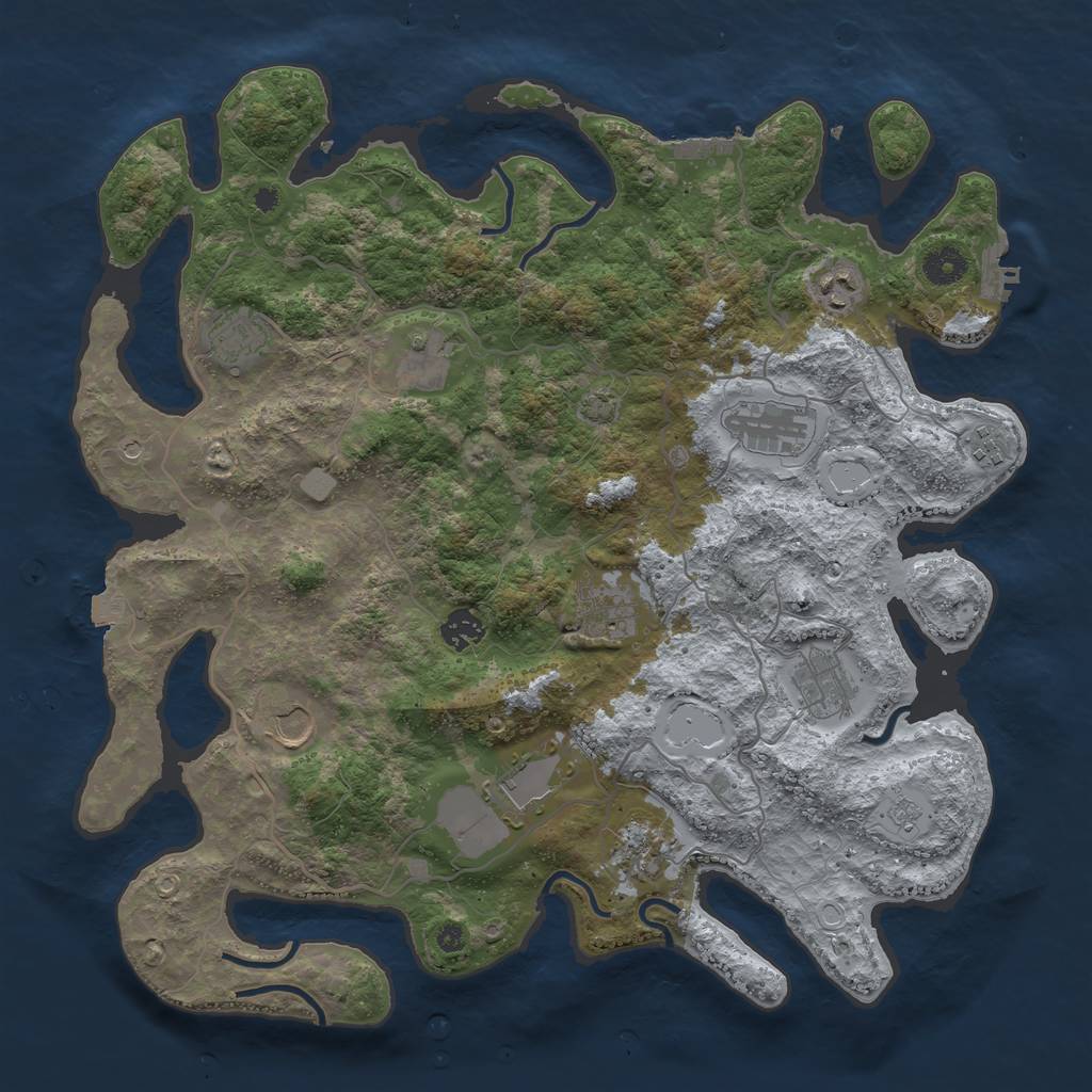 Rust Map: Procedural Map, Size: 4000, Seed: 1044618040, 19 Monuments