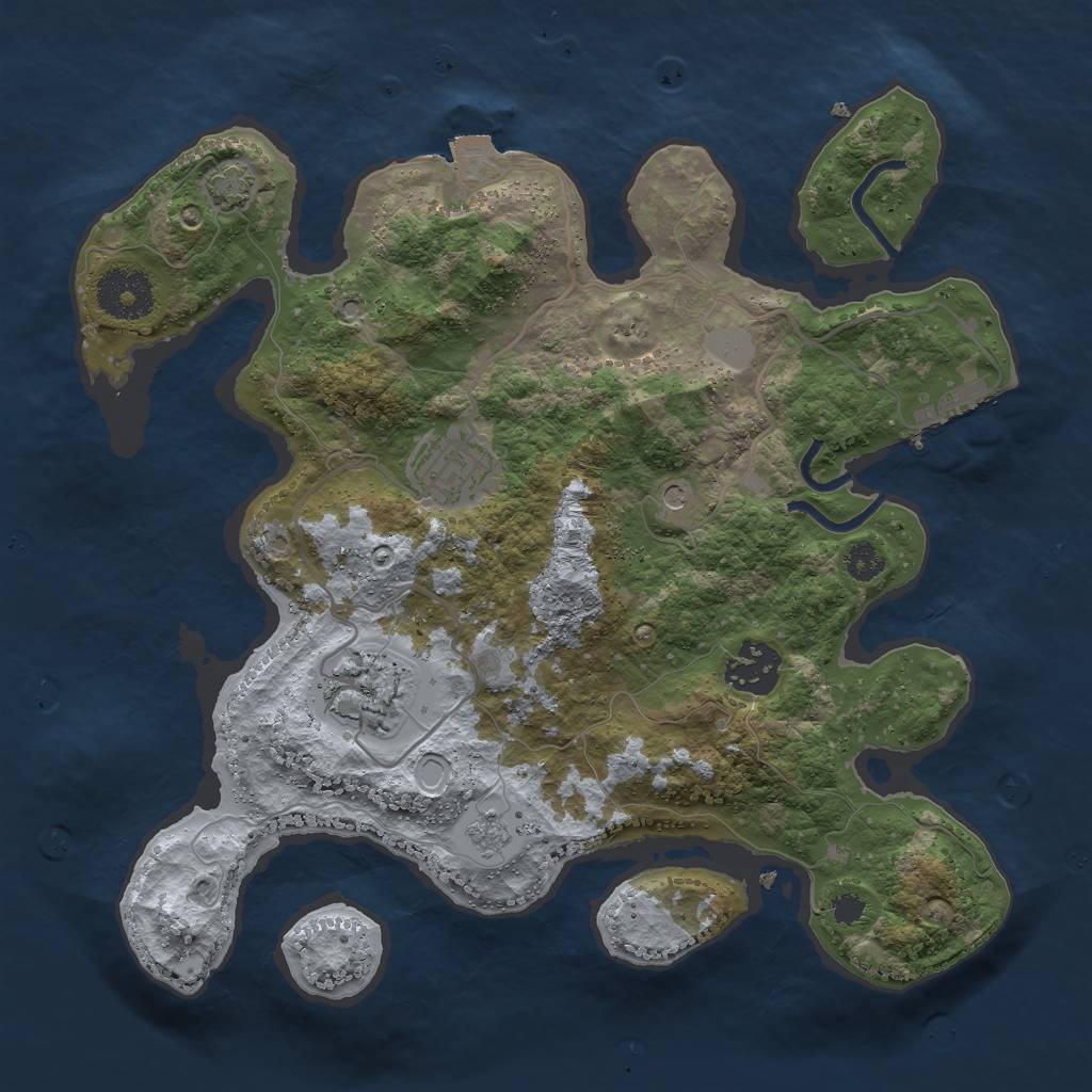 Rust Map: Procedural Map, Size: 3000, Seed: 1057, 10 Monuments