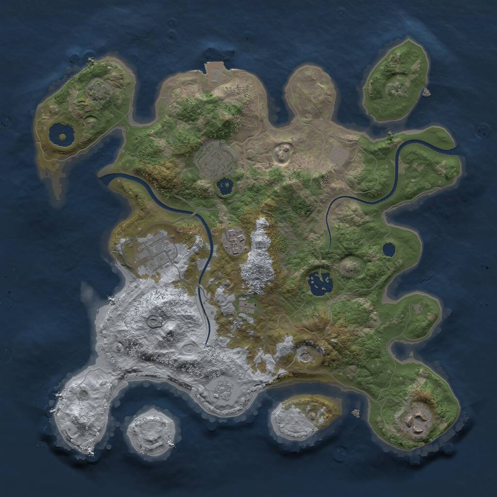 Rust Map: Procedural Map, Size: 3000, Seed: 1057, 9 Monuments