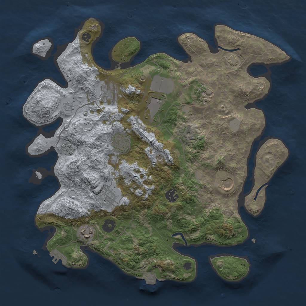 Rust Map: Procedural Map, Size: 3500, Seed: 25235255, 16 Monuments