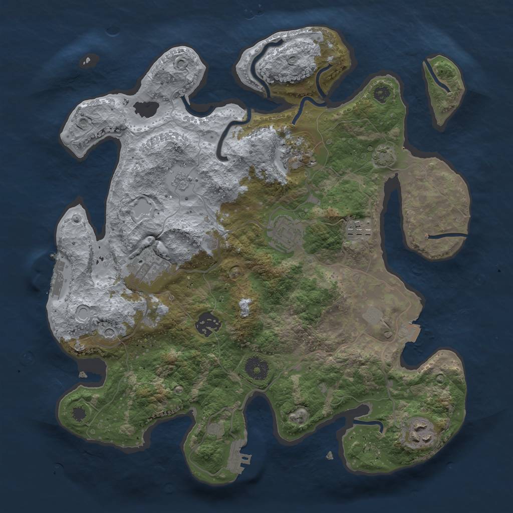 Rust Map: Procedural Map, Size: 3250, Seed: 541333, 14 Monuments