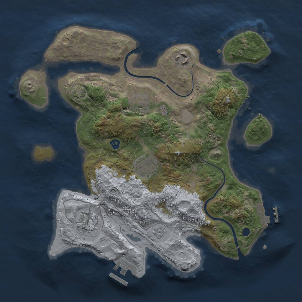 Rust Map: Procedural Map, Size: 3000, Seed: 17366, 9 Monuments
