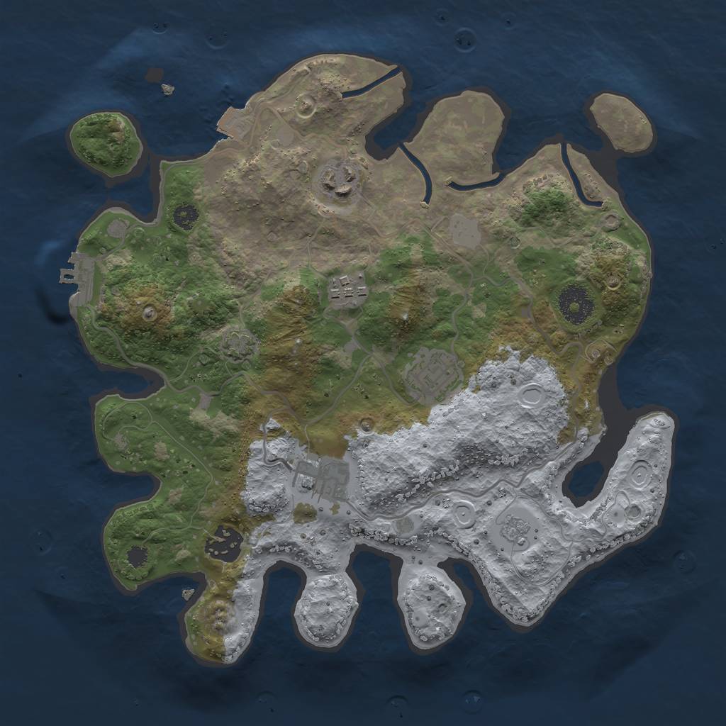 Rust Map: Procedural Map, Size: 3000, Seed: 1737, 11 Monuments
