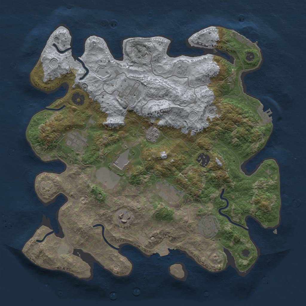 Rust Map: Procedural Map, Size: 3500, Seed: 698414275, 16 Monuments
