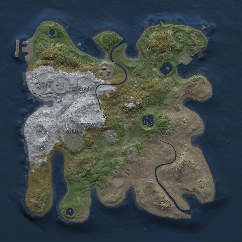 Rust Map: Procedural Map, Size: 3000, Seed: 1342877123, 9 Monuments