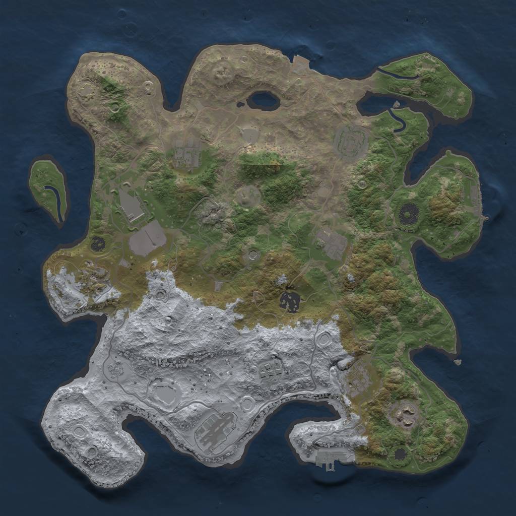 Rust Map: Procedural Map, Size: 3625, Seed: 2147483647, 18 Monuments
