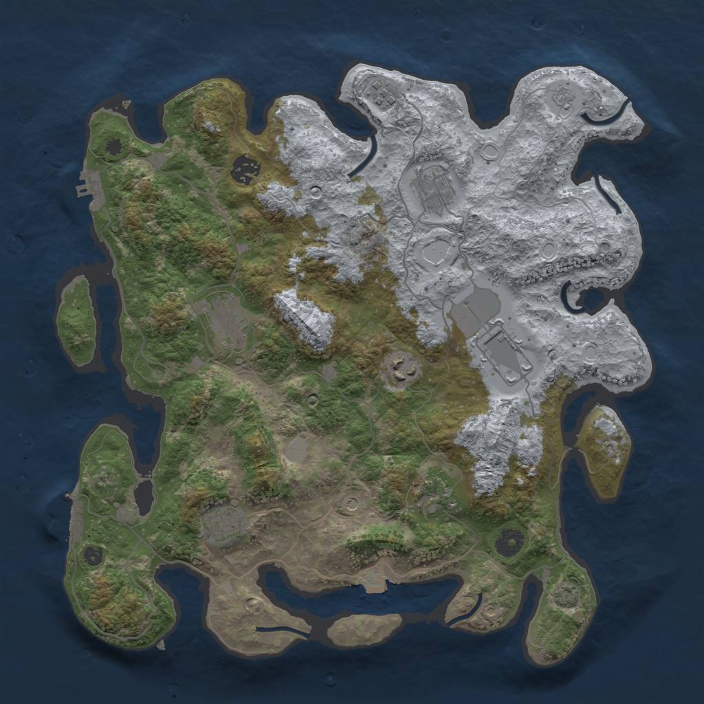 Rust Map: Procedural Map, Size: 3750, Seed: 988490, 16 Monuments
