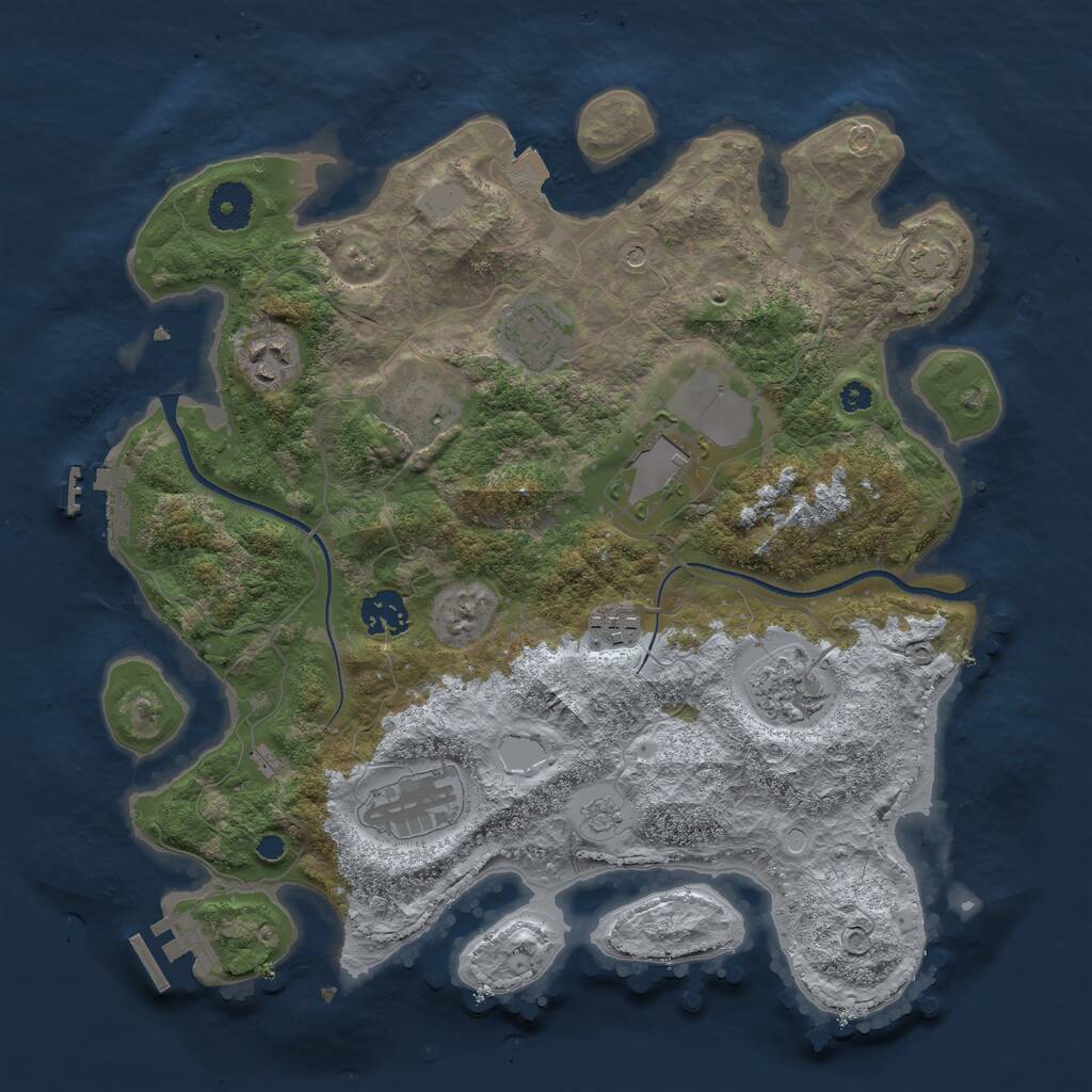 Rust Map: Procedural Map, Size: 3500, Seed: 394479103, 14 Monuments