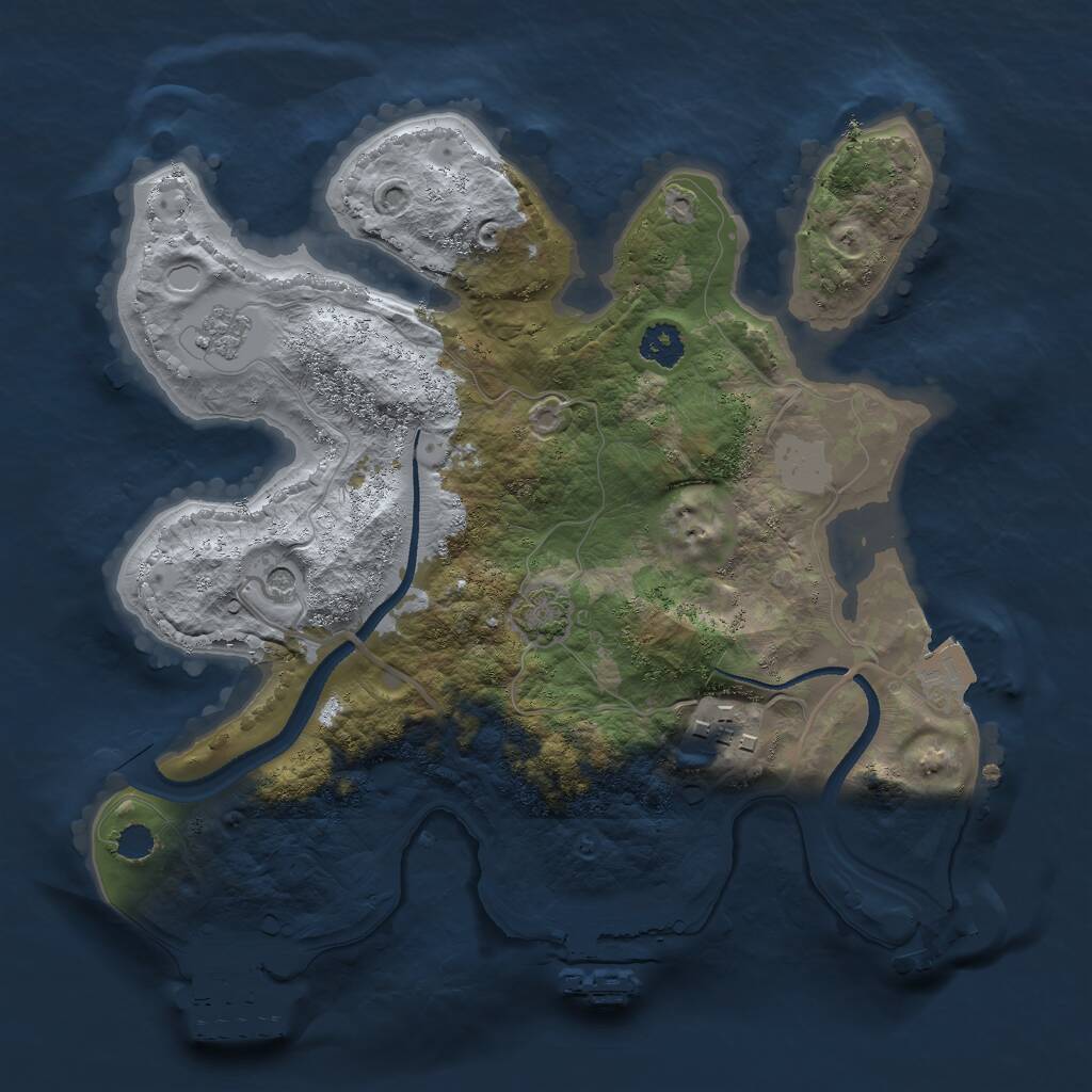 Rust Map: Procedural Map, Size: 2500, Seed: 56346422, 7 Monuments
