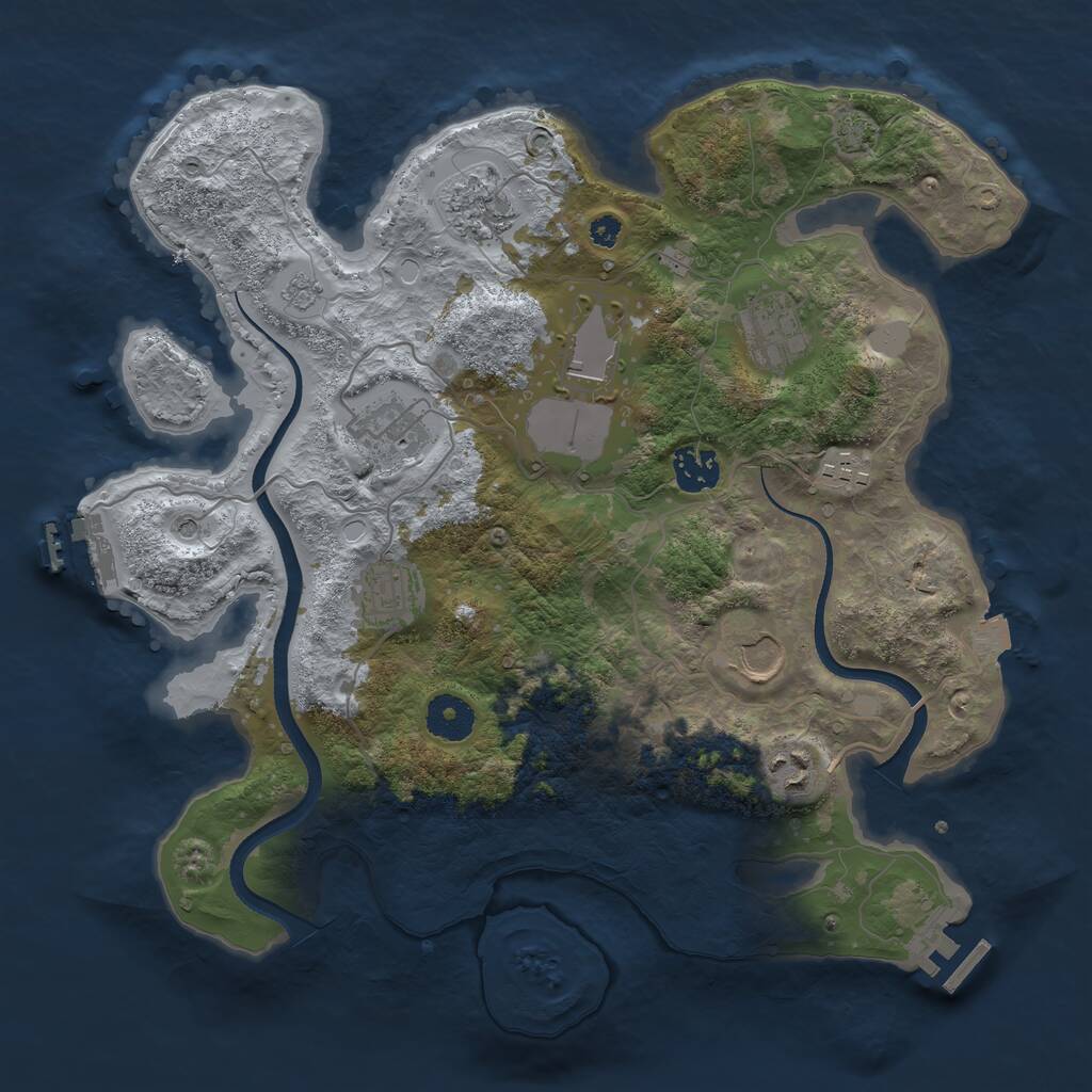 Rust Map: Procedural Map, Size: 3500, Seed: 829473612, 15 Monuments