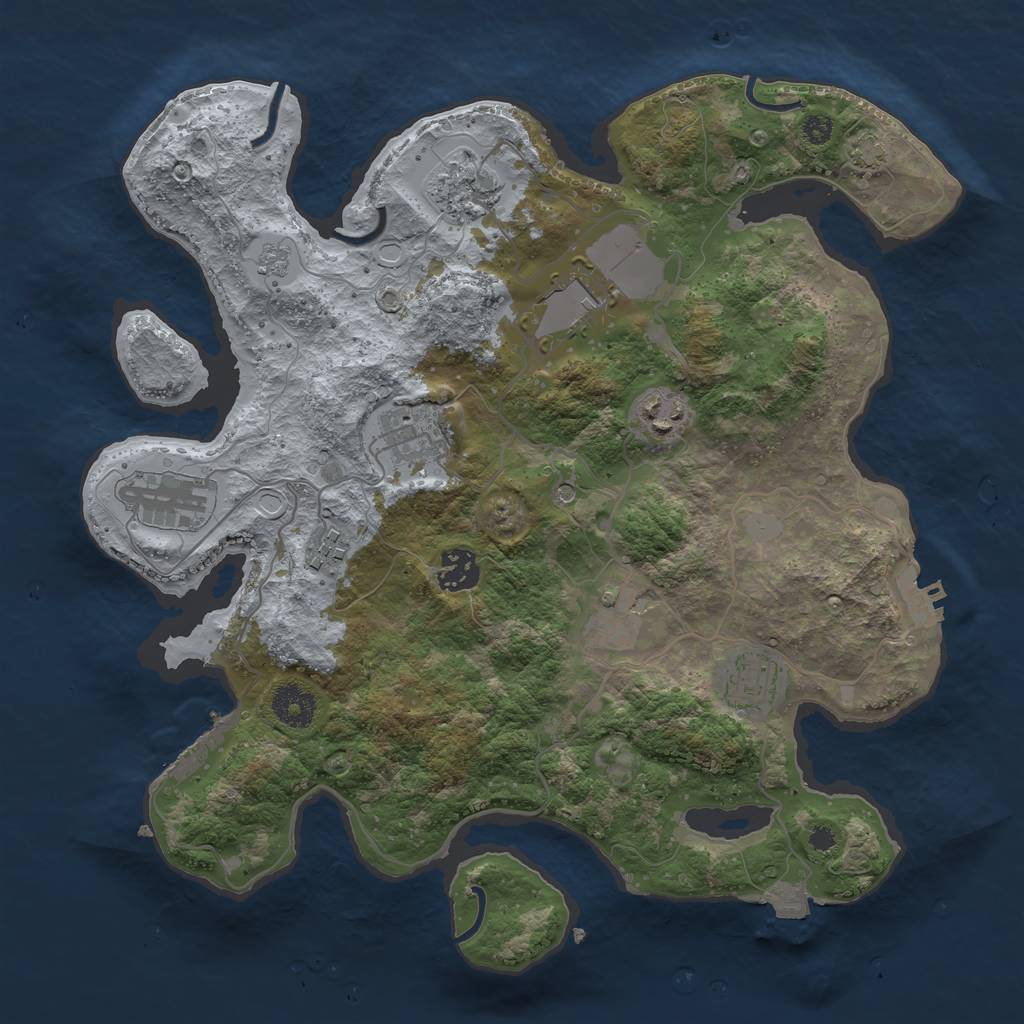 Rust Map: Procedural Map, Size: 3500, Seed: 829473612, 17 Monuments