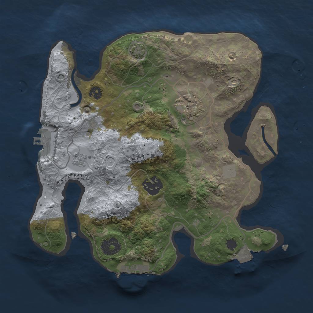 Rust Map: Procedural Map, Size: 2500, Seed: 469826478, 9 Monuments