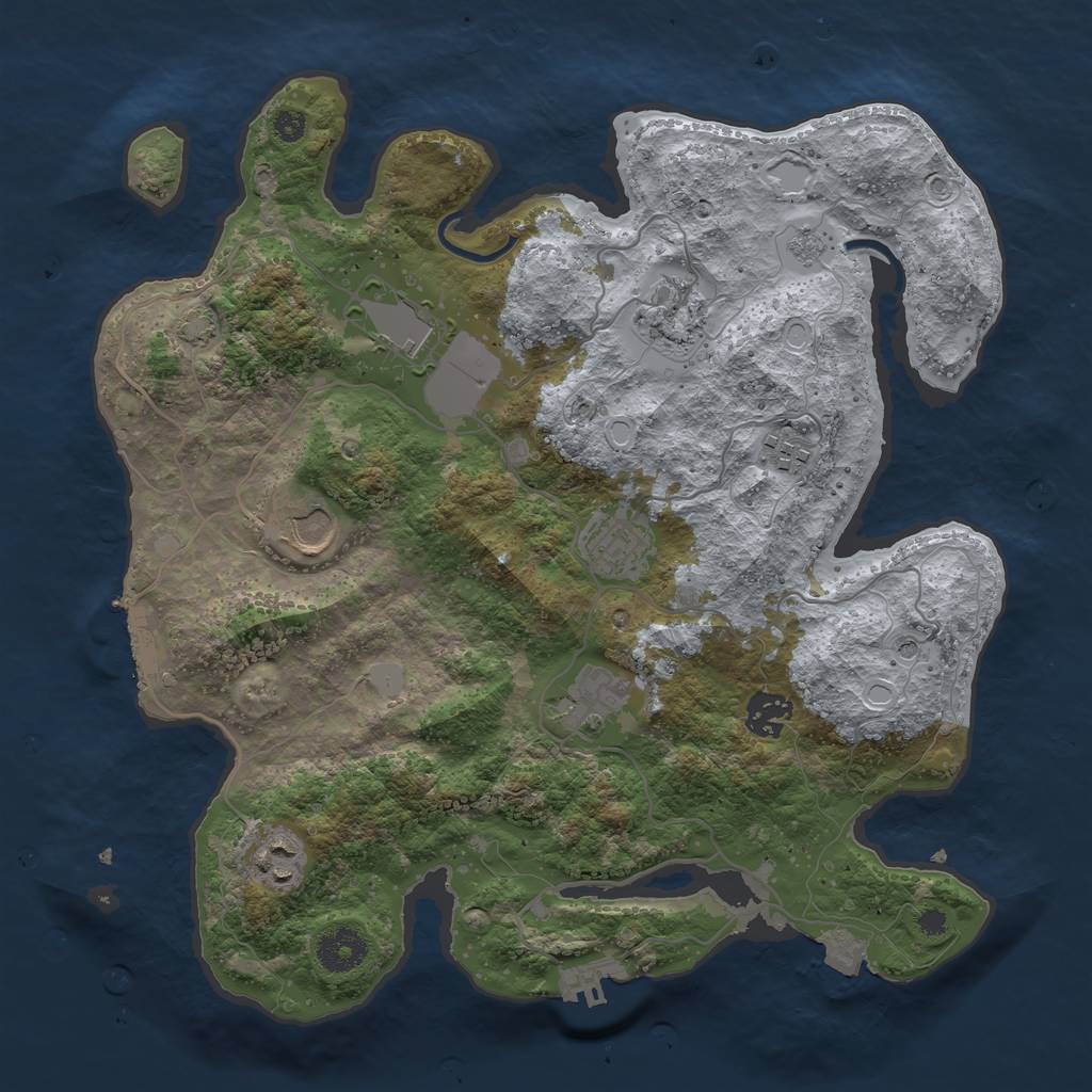 Rust Map: Procedural Map, Size: 3500, Seed: 1236886272, 16 Monuments