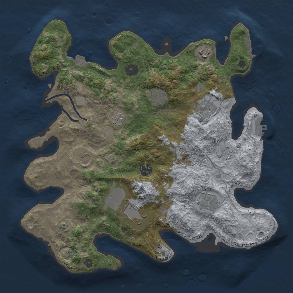 Rust Map: Procedural Map, Size: 3500, Seed: 873868508, 16 Monuments