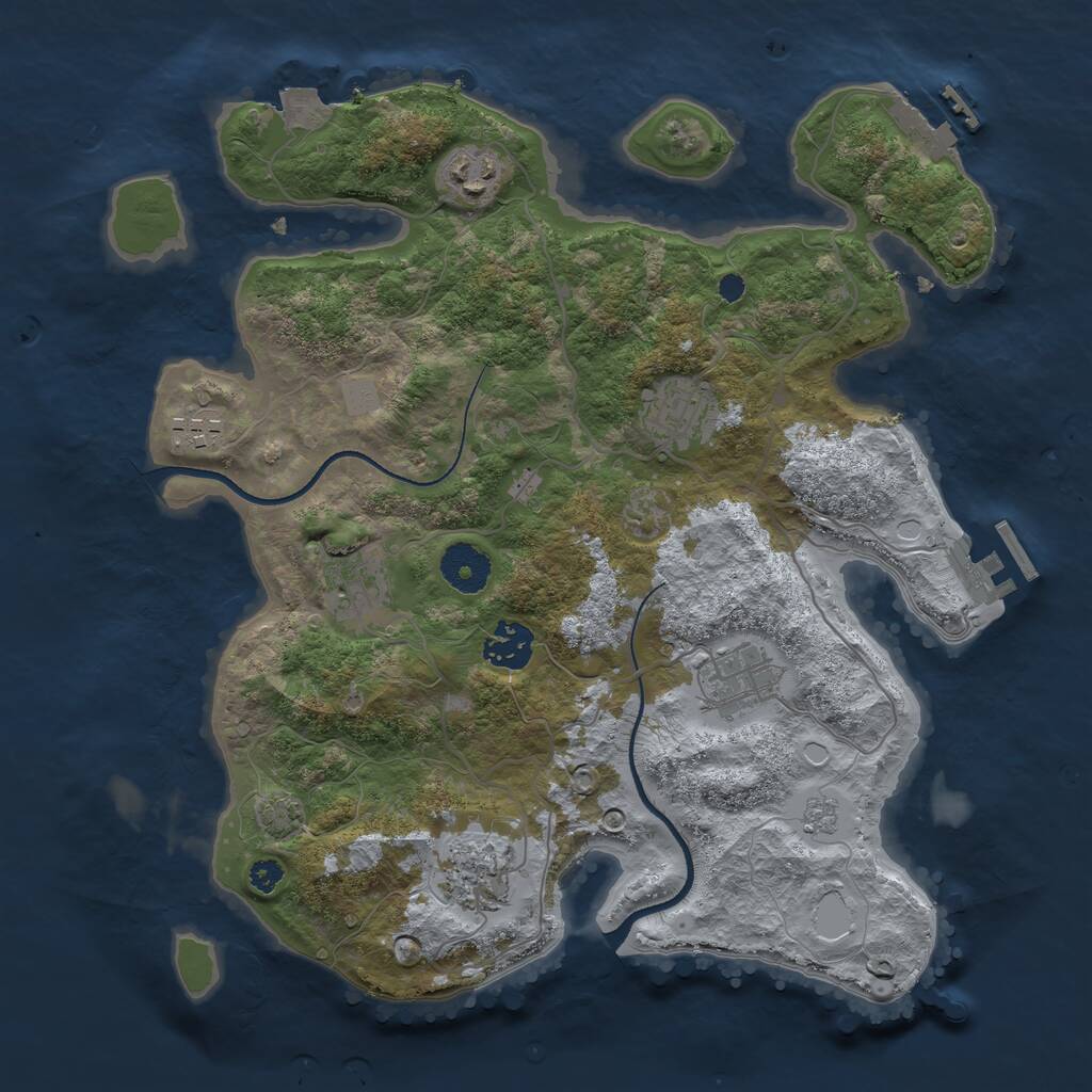 Rust Map: Procedural Map, Size: 3350, Seed: 740637175, 12 Monuments