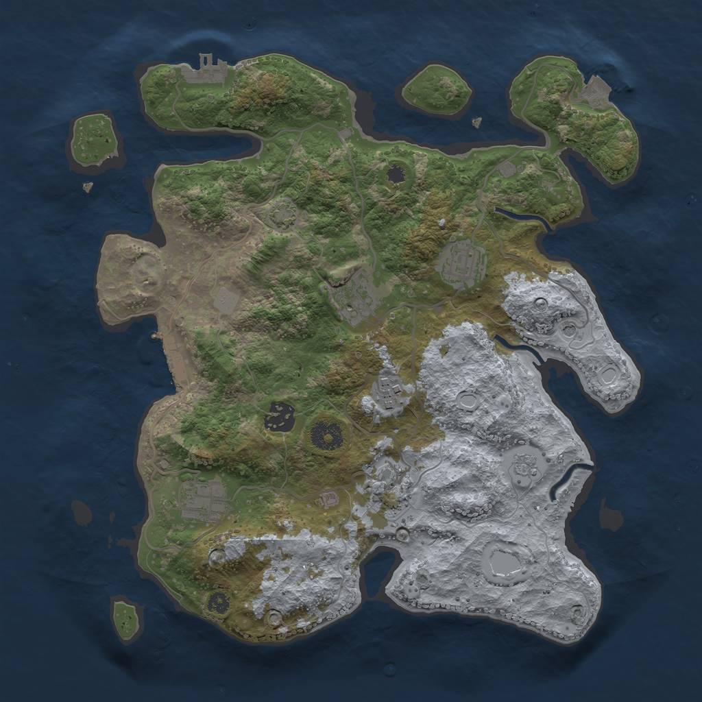 Rust Map: Procedural Map, Size: 3350, Seed: 740637175, 14 Monuments