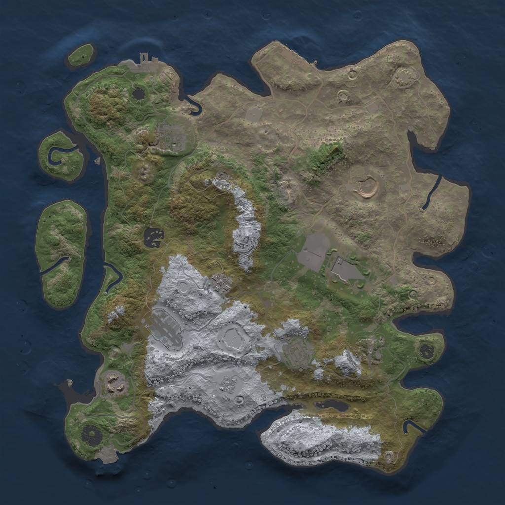 Rust Map: Procedural Map, Size: 3600, Seed: 46005933, 17 Monuments
