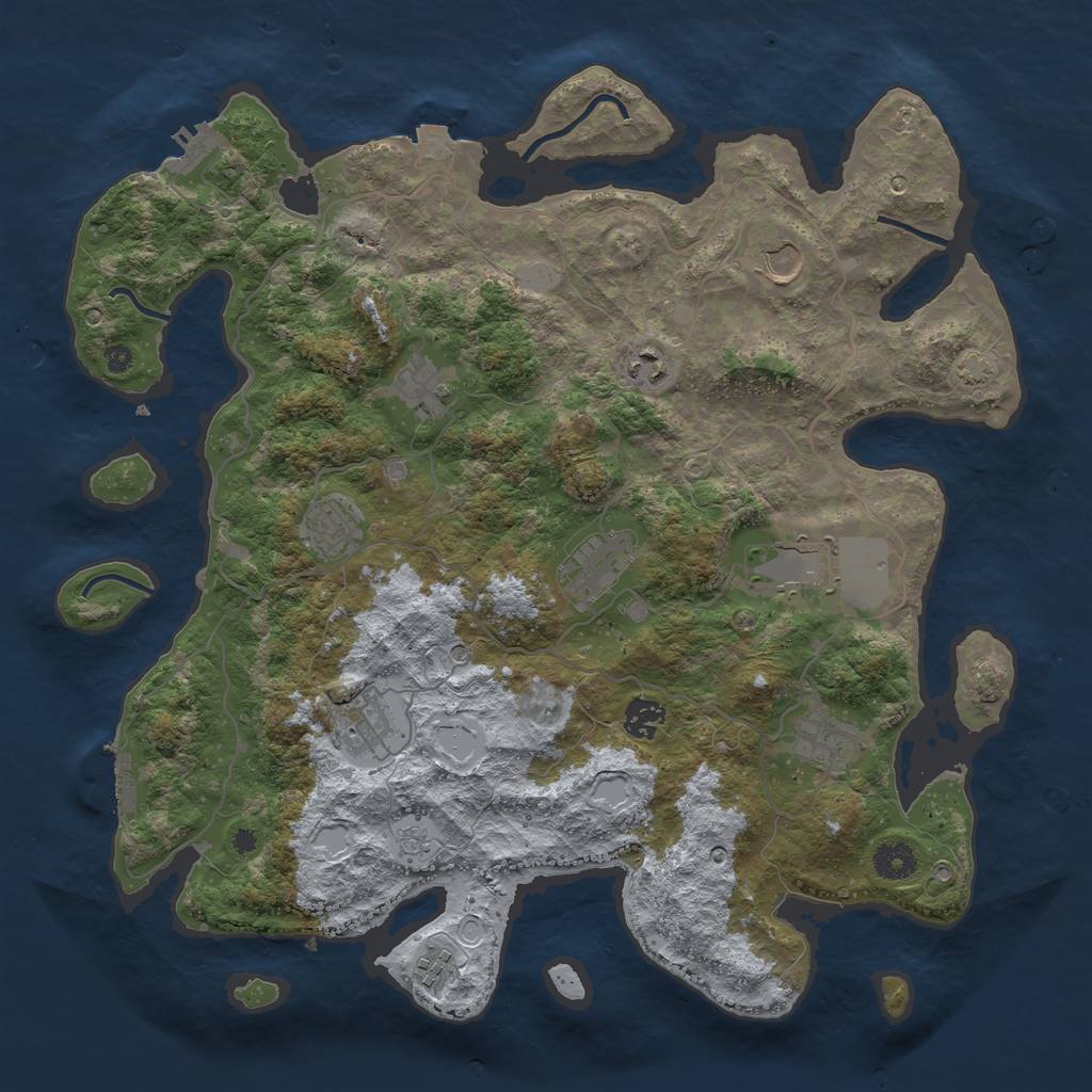 Rust Map: Procedural Map, Size: 4000, Seed: 694201872, 18 Monuments