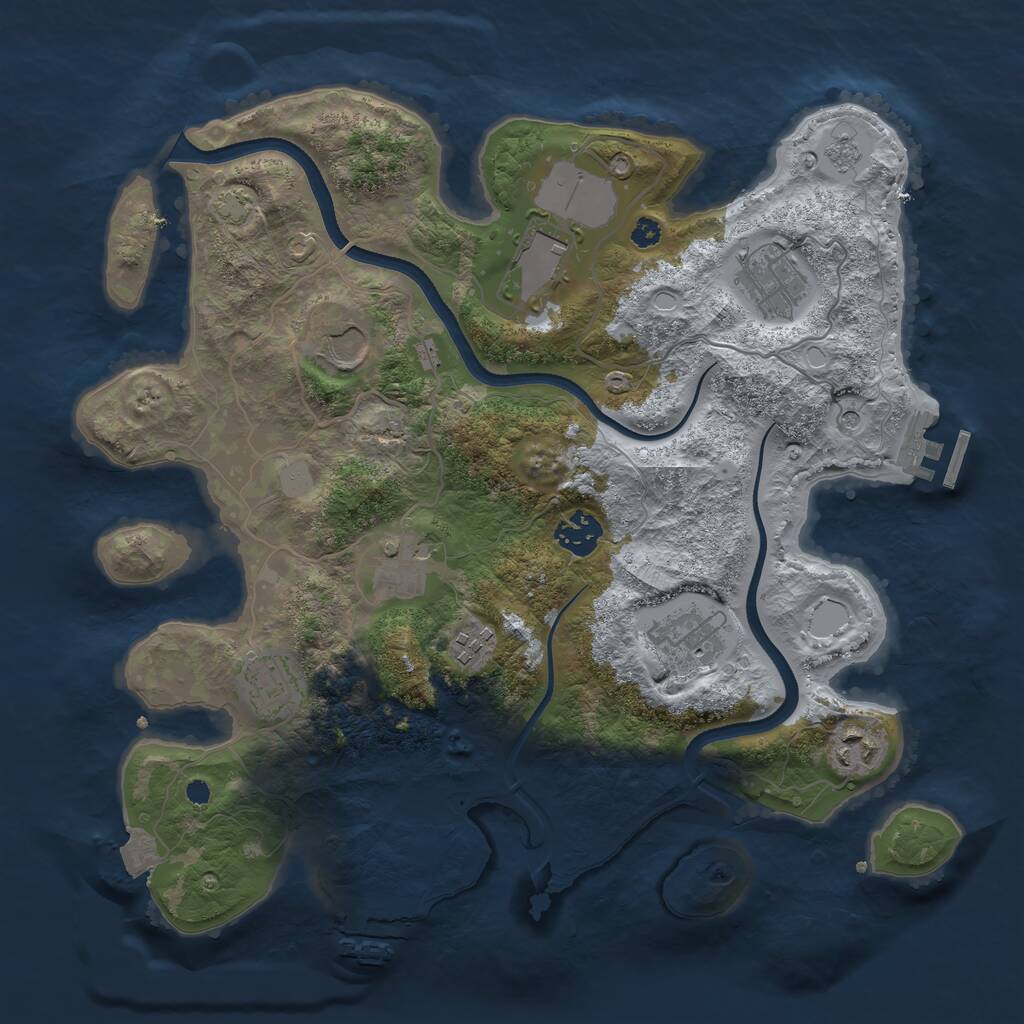Rust Map: Procedural Map, Size: 3500, Seed: 72345935, 15 Monuments