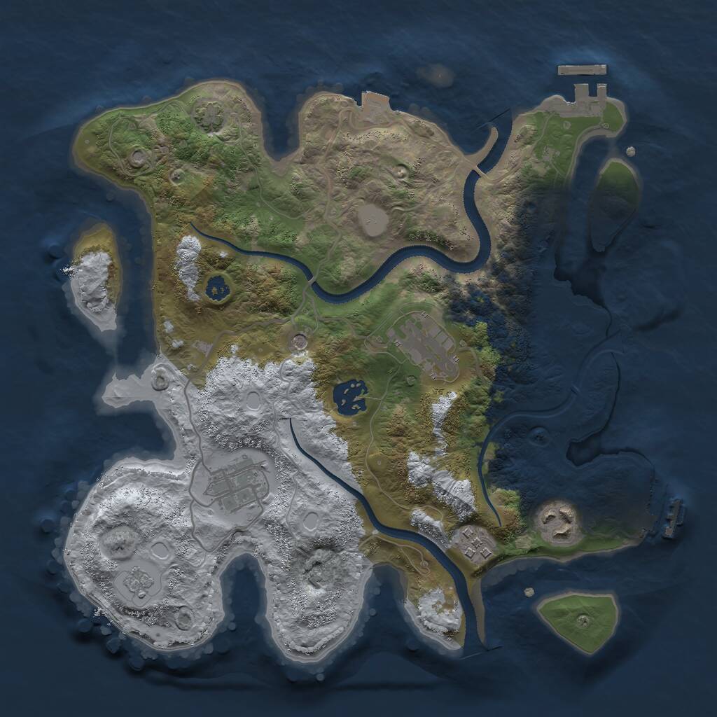 Rust Map: Procedural Map, Size: 3000, Seed: 1044367684, 11 Monuments