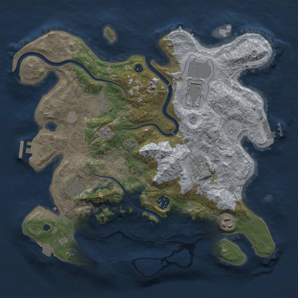Rust Map: Procedural Map, Size: 3500, Seed: 297425854, 13 Monuments