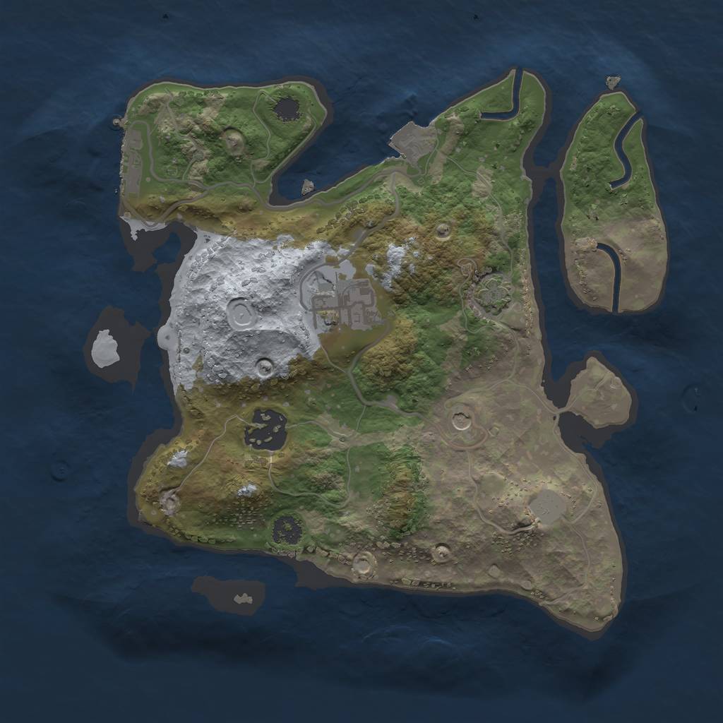Rust Map: Procedural Map, Size: 2500, Seed: 328345, 8 Monuments