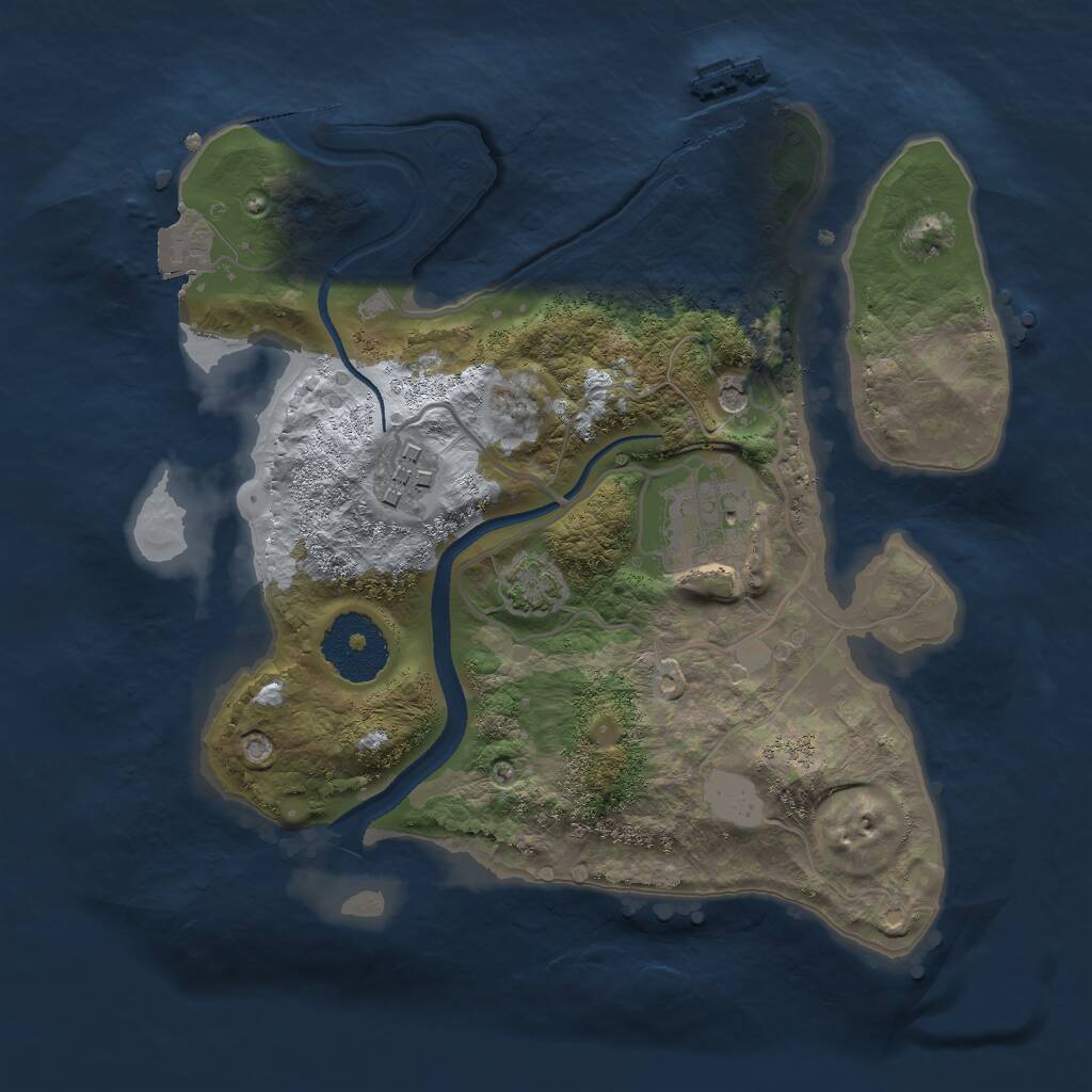 Rust Map: Procedural Map, Size: 2500, Seed: 328345, 6 Monuments