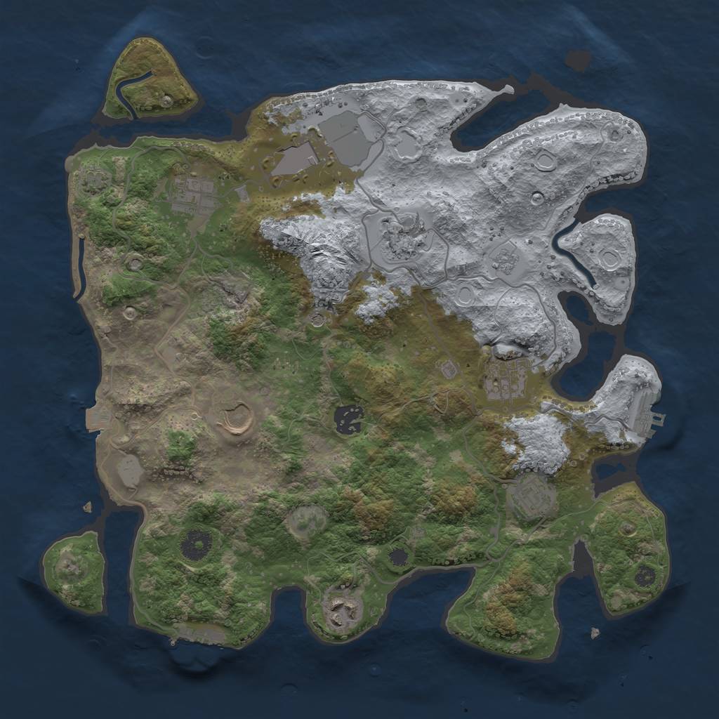 Rust Map: Procedural Map, Size: 3500, Seed: 5212024, 16 Monuments