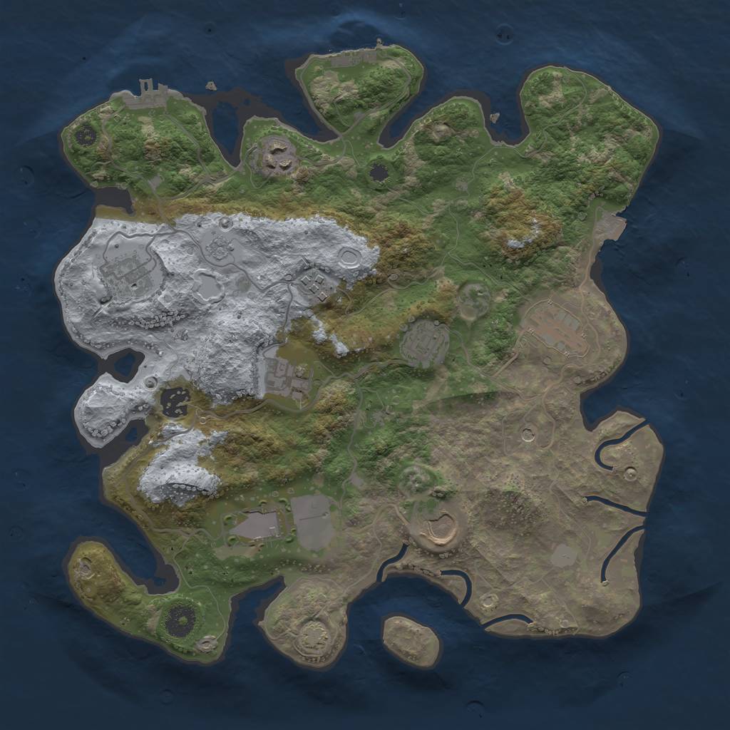 Rust Map: Procedural Map, Size: 3500, Seed: 659446439, 17 Monuments