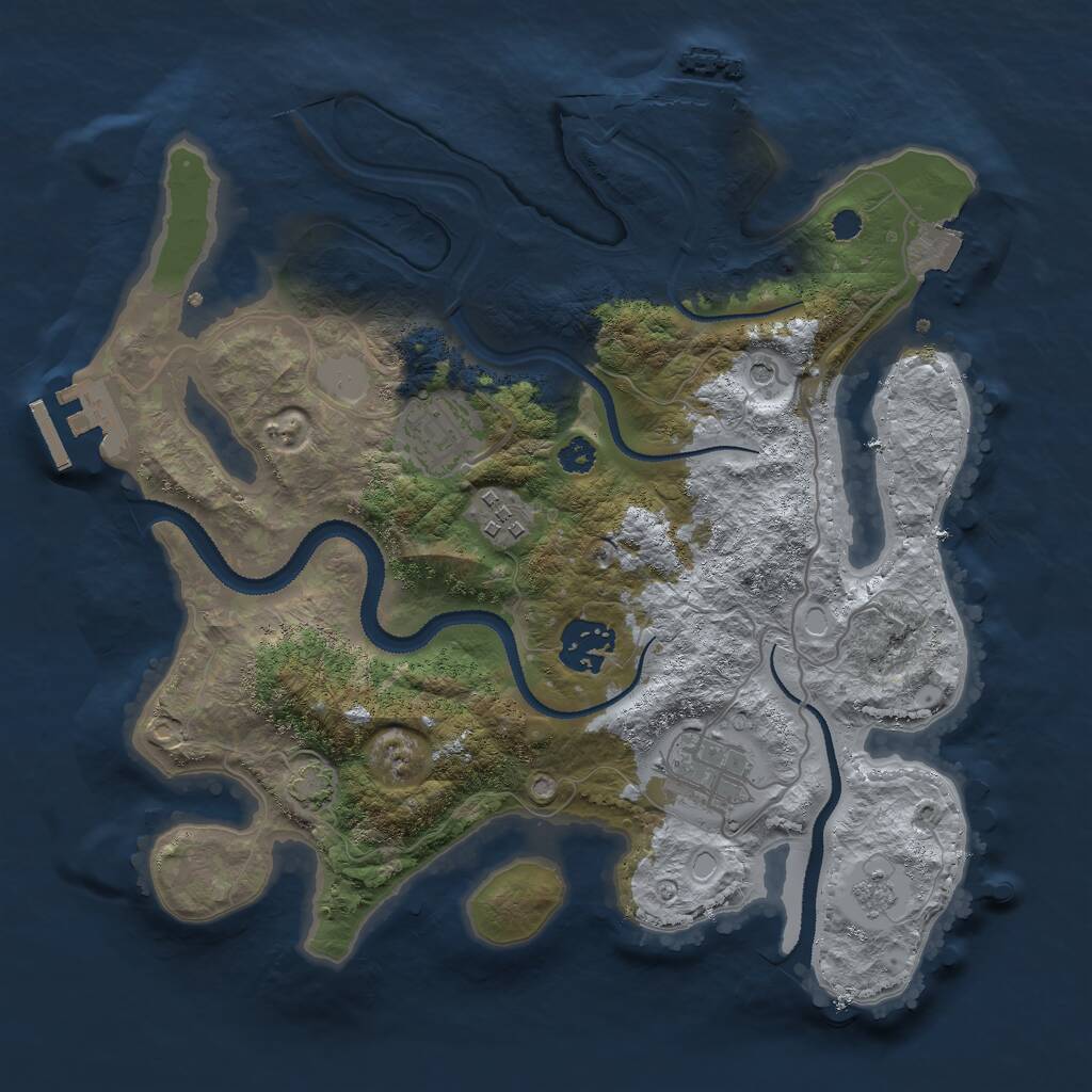 Rust Map: Procedural Map, Size: 3000, Seed: 6935, 10 Monuments