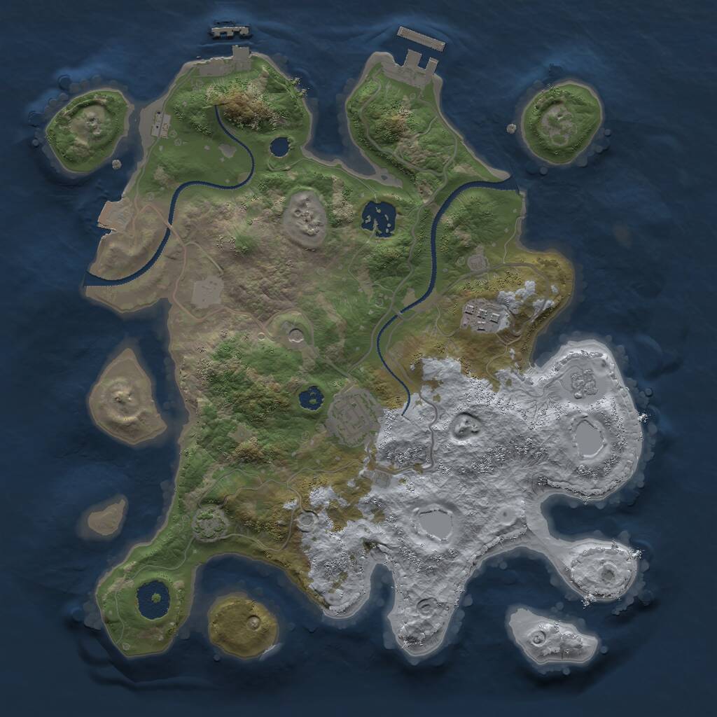 Rust Map: Procedural Map, Size: 3000, Seed: 87972, 9 Monuments