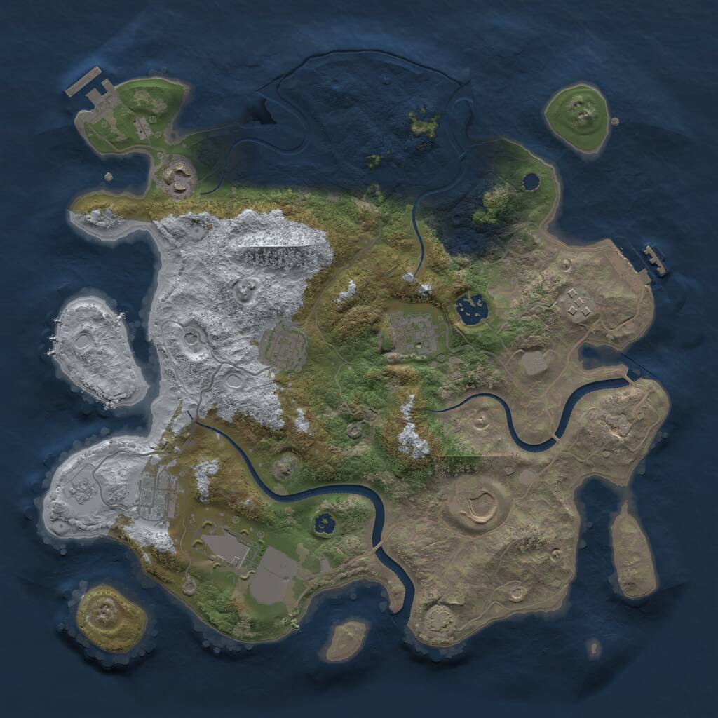 Rust Map: Procedural Map, Size: 3500, Seed: 625503345, 14 Monuments