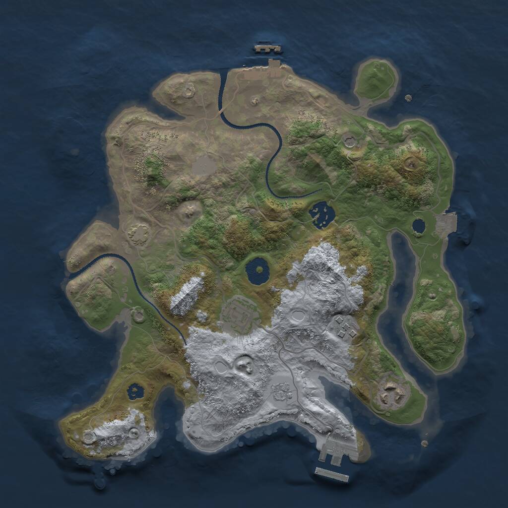 Rust Map: Procedural Map, Size: 3000, Seed: 800045504, 10 Monuments