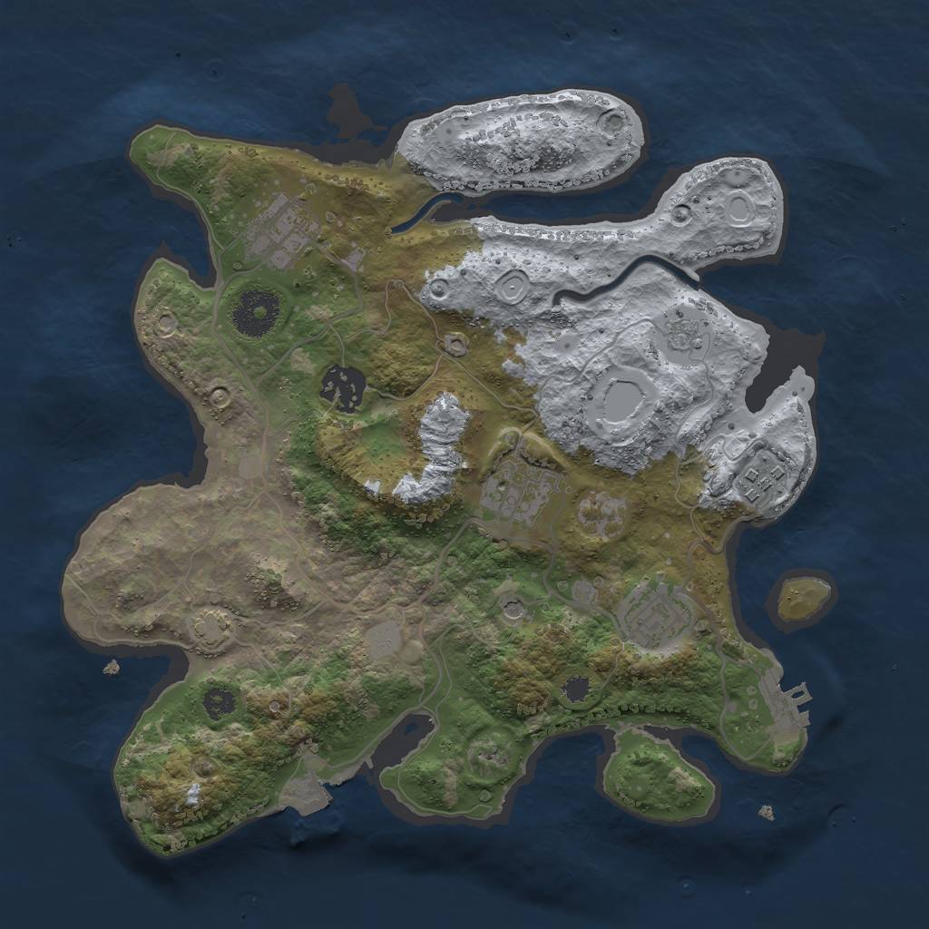 Rust Map: Procedural Map, Size: 3000, Seed: 2746632, 12 Monuments