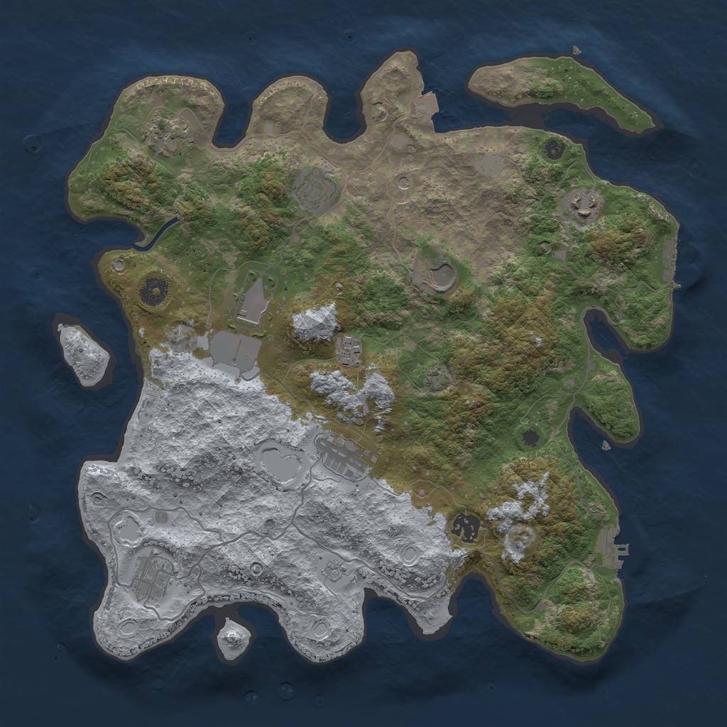 Rust Map: Procedural Map, Size: 3850, Seed: 1147269293, 17 Monuments