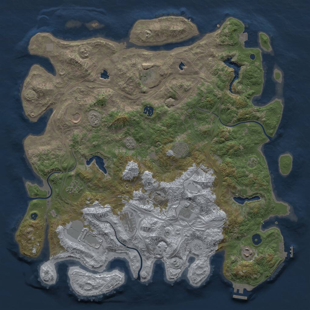 Rust Map: Procedural Map, Size: 4500, Seed: 45647371, 16 Monuments
