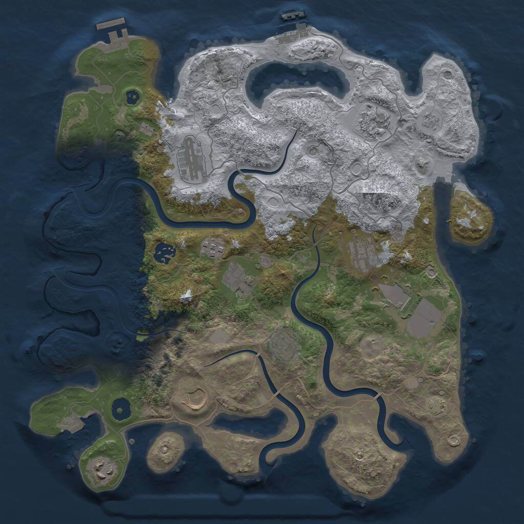 Rust Map: Procedural Map, Size: 3700, Seed: 634196, 16 Monuments