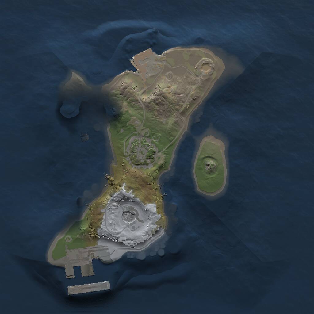 Rust Map: Procedural Map, Size: 1500, Seed: 599734, 4 Monuments
